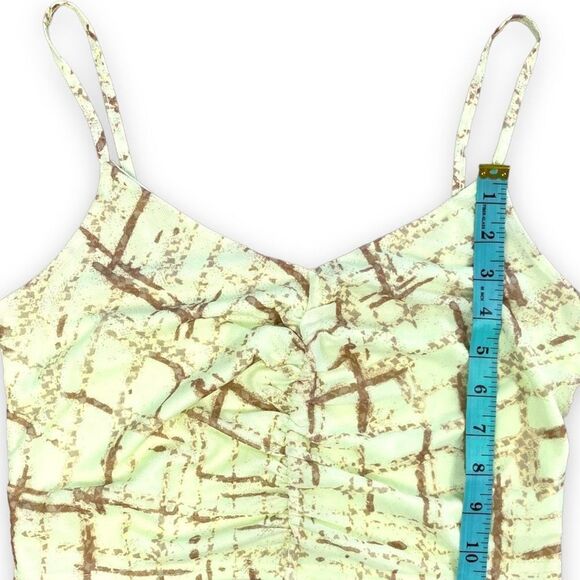 Bp Nordstrom Women's Yellow And Brown Abstract Ruched Crop Cami Size Medium NWT - Picture 8 of 9
